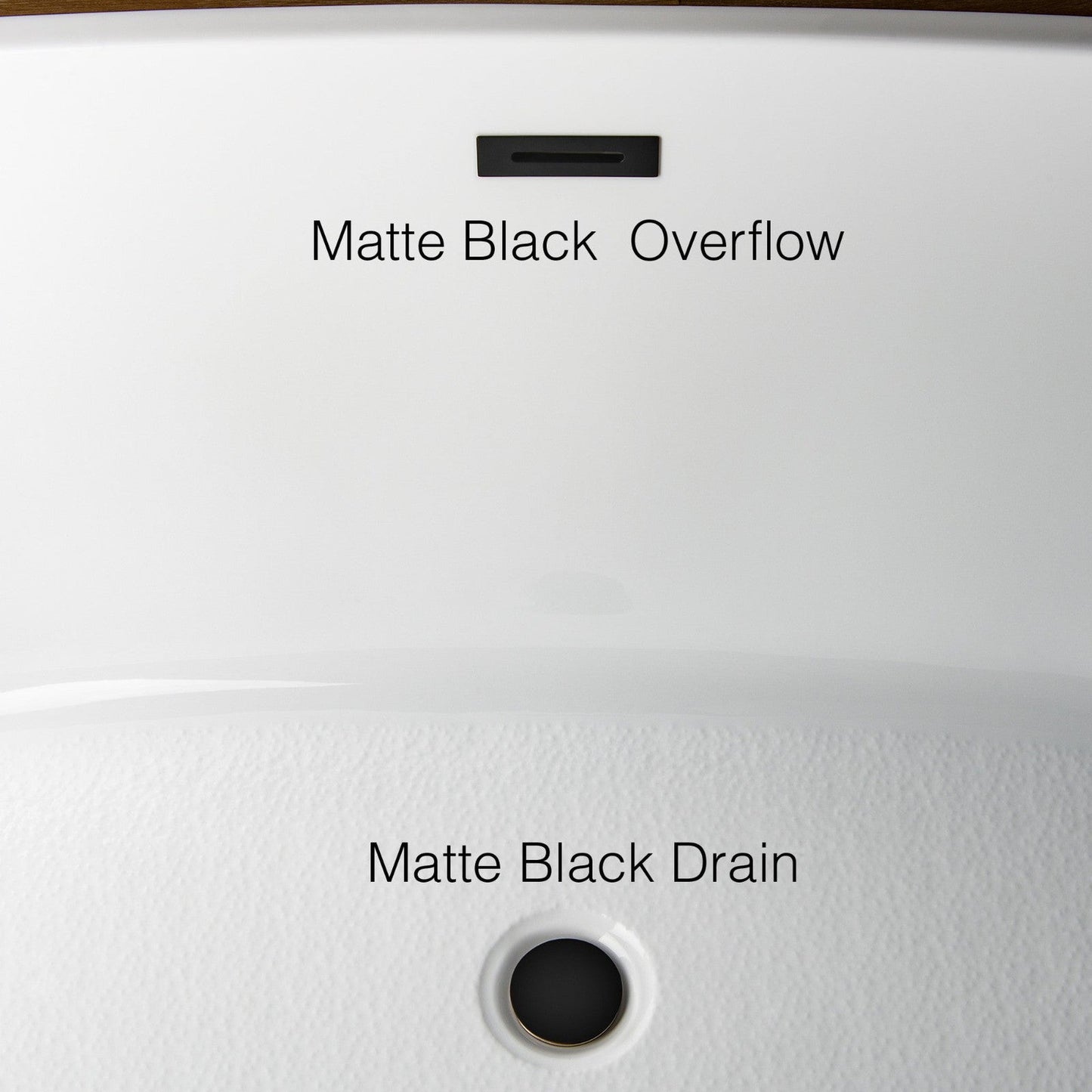 WoodBridge B0083 59" White Acrylic Freestanding Soaking Bathtub With Matte Black Drain, Overflow, F0072MBVT Tub Filler and Caddy Tray