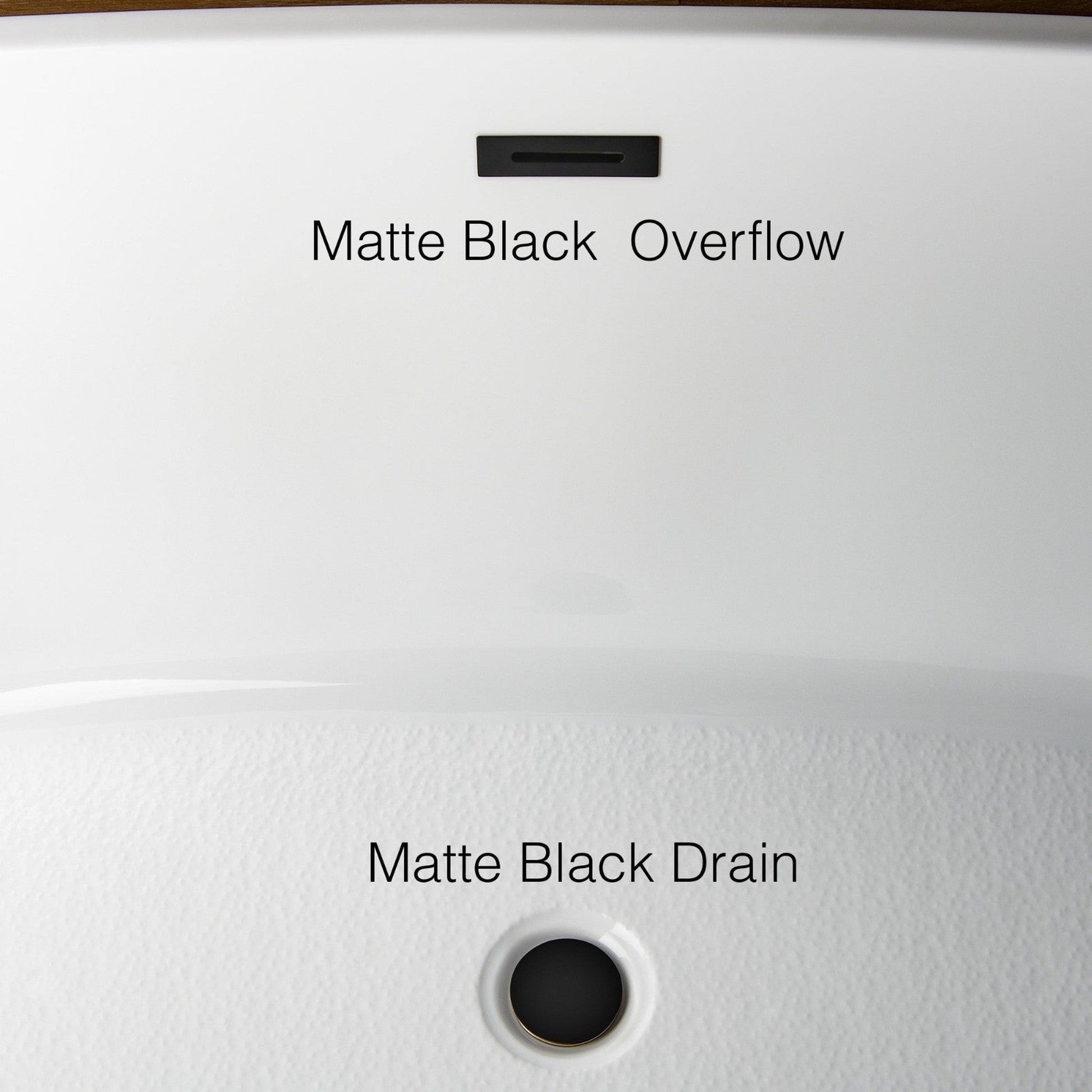 WoodBridge B0083 59" White Acrylic Freestanding Soaking Bathtub With Matte Black Drain, Overflow, F0072MBVT Tub Filler and Caddy Tray