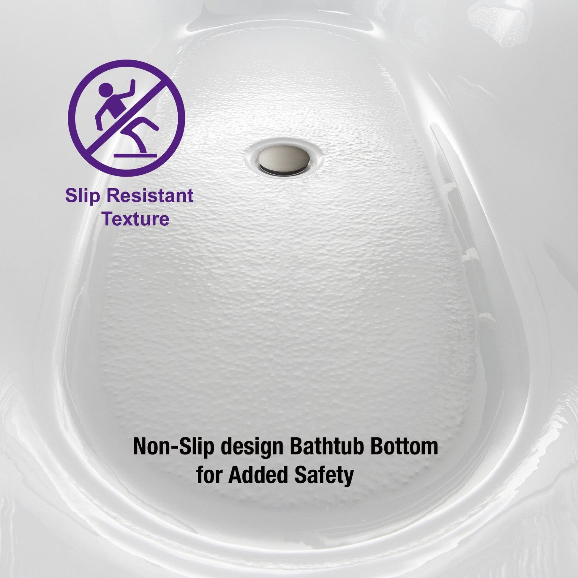 WoodBridge B0084 67" White Acrylic Freestanding Soaking Bathtub With Brushed Nickel Drain and Overflow