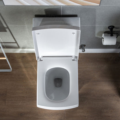 WoodBridge B0920-ORB Modern Square Design One Piece Dual Flush 1.28 GP Toilet, Chair Height With Soft Closing Seat and Oil Rubbed Bronze Button