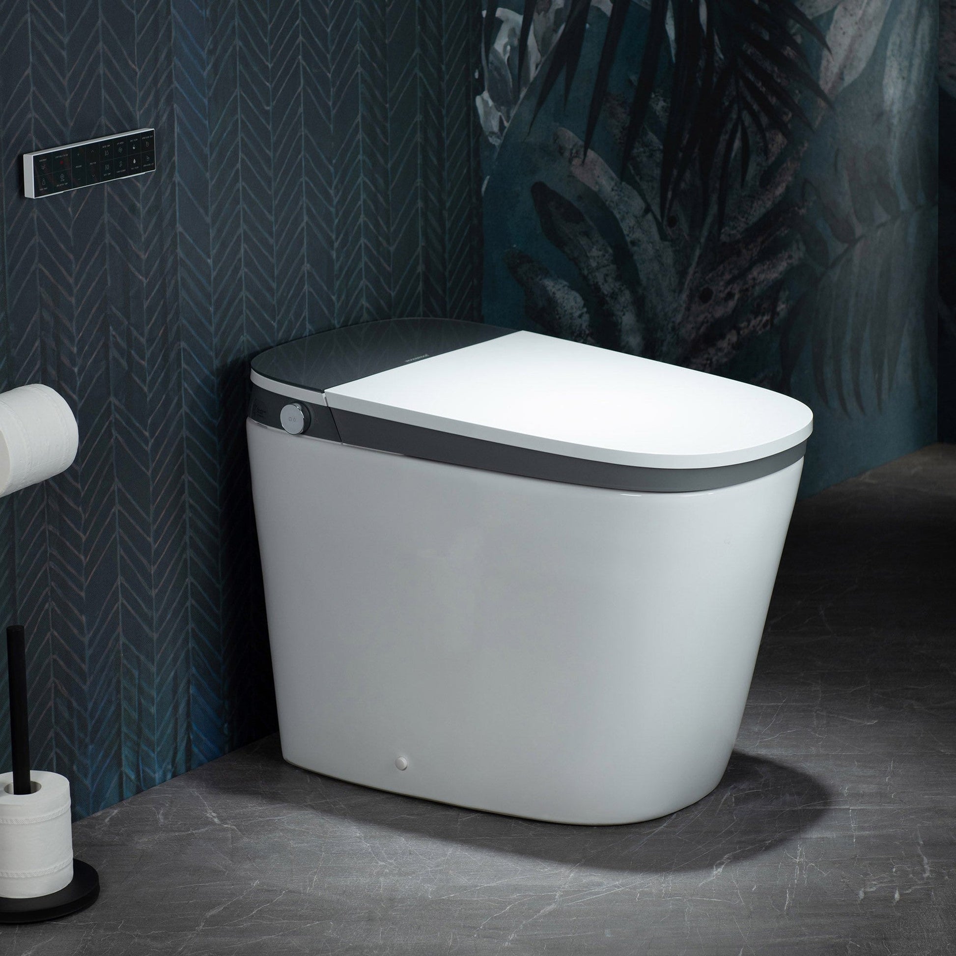 WoodBridge B0930S Smart Bidet Toilet With 1.28 GPF Dual Flush Auto Open & Close, Auto Flush, Foot Sensor Flush, 1000 Gram Map Flushing Score,LED Display, Chair Height Design and Cleaning Foam Dispenser