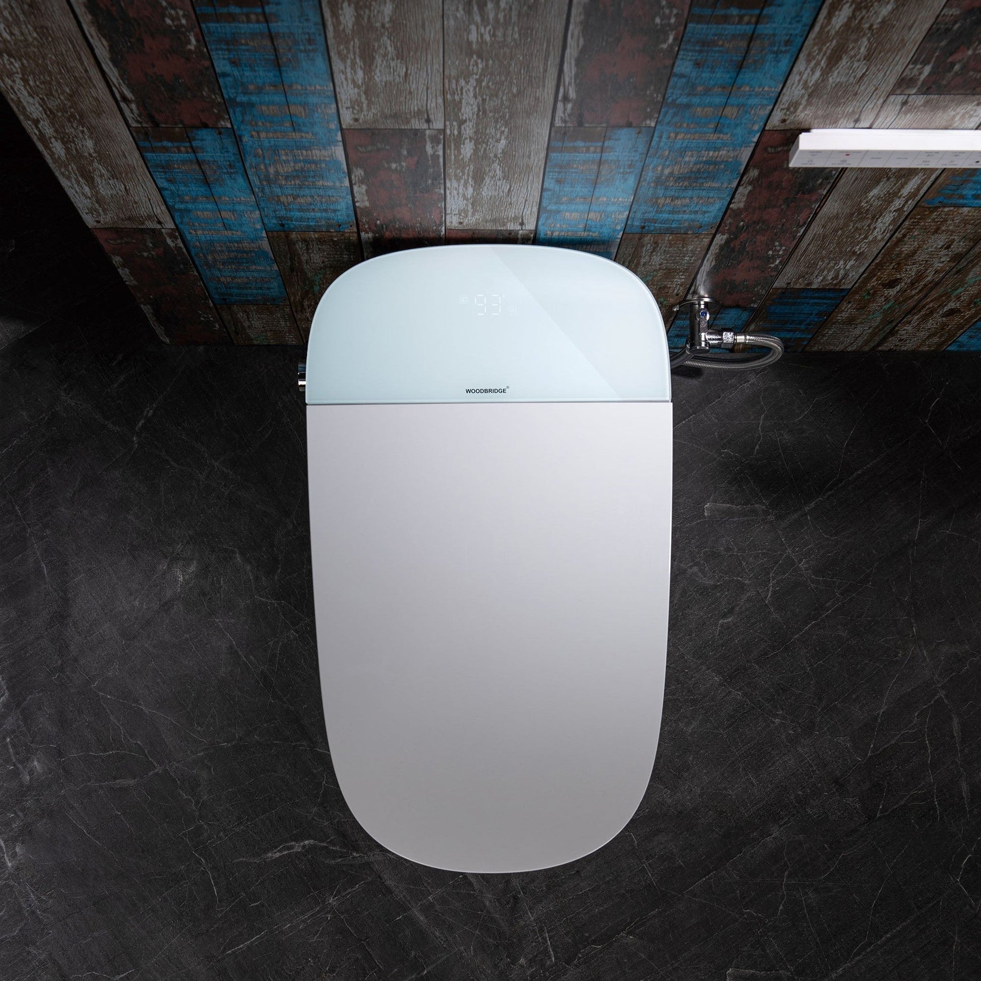 WoodBridge B0931S Smart Bidet Toilet With 1.28 GPF Dual Flush Auto Open & Close, Foot Sensor Flush, Voice Control, 1000 Gram Map Flushing Score, LED Display, Chair Height Design and Cleaning Foam Dispenser