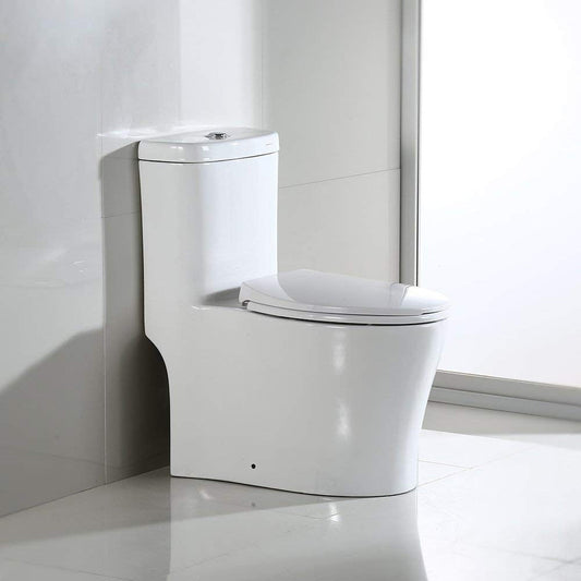WoodBridge B0933 Dual Flush Elongated One Piece Toilet With Soft Closing Seat