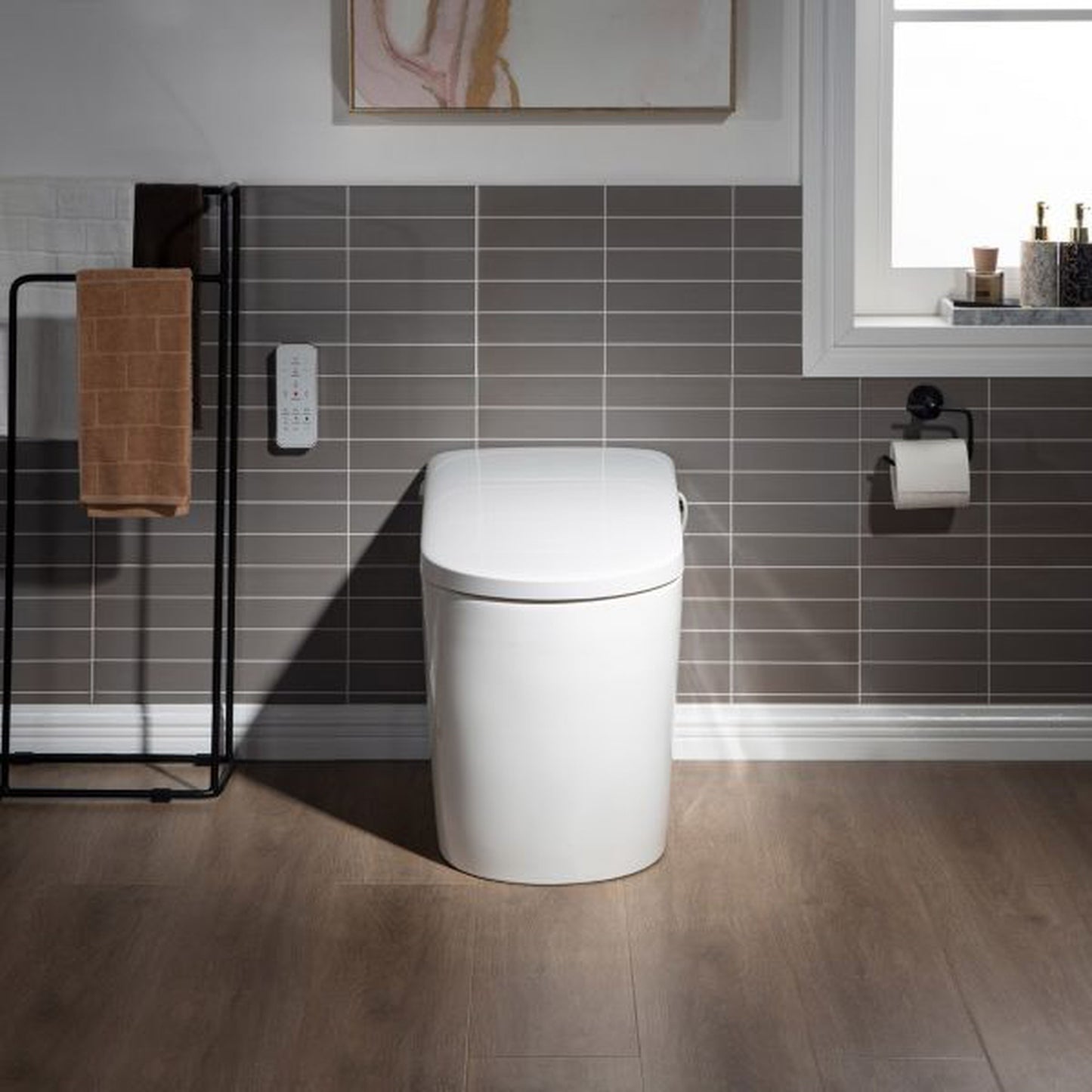 WoodBridge B0980S White Intelligent Smart Toilet, Massage Washing, Open & Close, Auto Flush,Heated Integrated Multi Function Remote Control With Advance Bidet and Soft Closing Seat