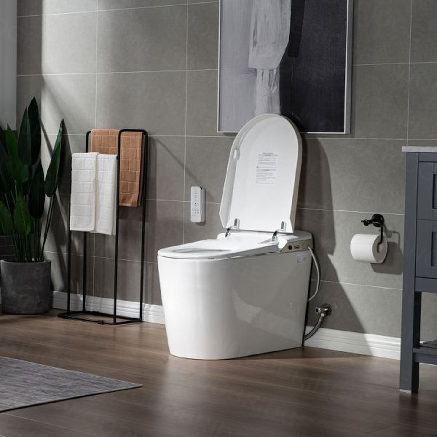 WoodBridge B0980S White Intelligent Smart Toilet, Massage Washing, Open & Close, Auto Flush,Heated Integrated Multi Function Remote Control With Advance Bidet and Soft Closing Seat
