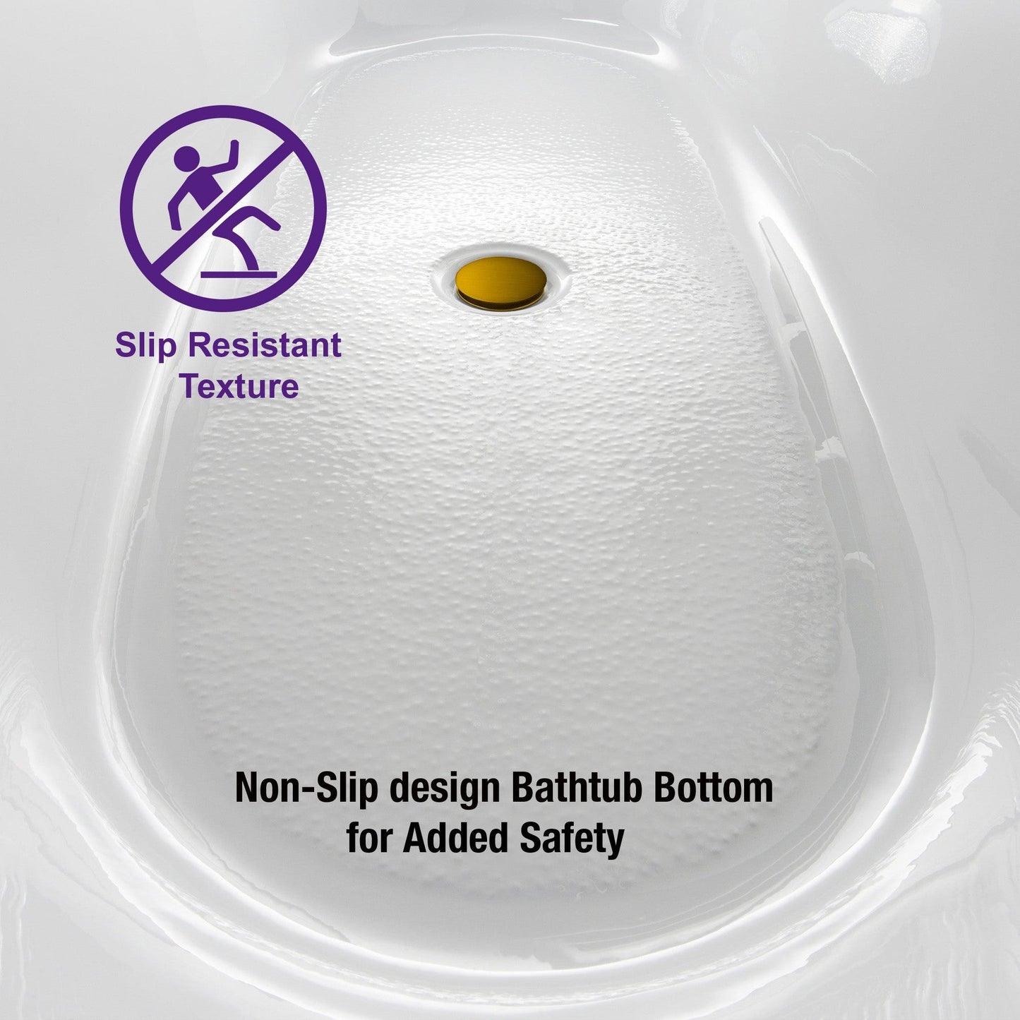WoodBridge B1538 71" White Acrylic Freestanding Soaking Bathtub With Brushed Gold Overflow and Drain