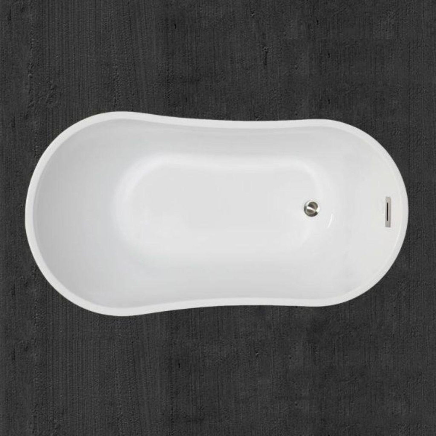 WoodBridge B1807 54" Black Acrylic Freestanding Contemporary Soaking Tub With Matte Black Overflow and Drain
