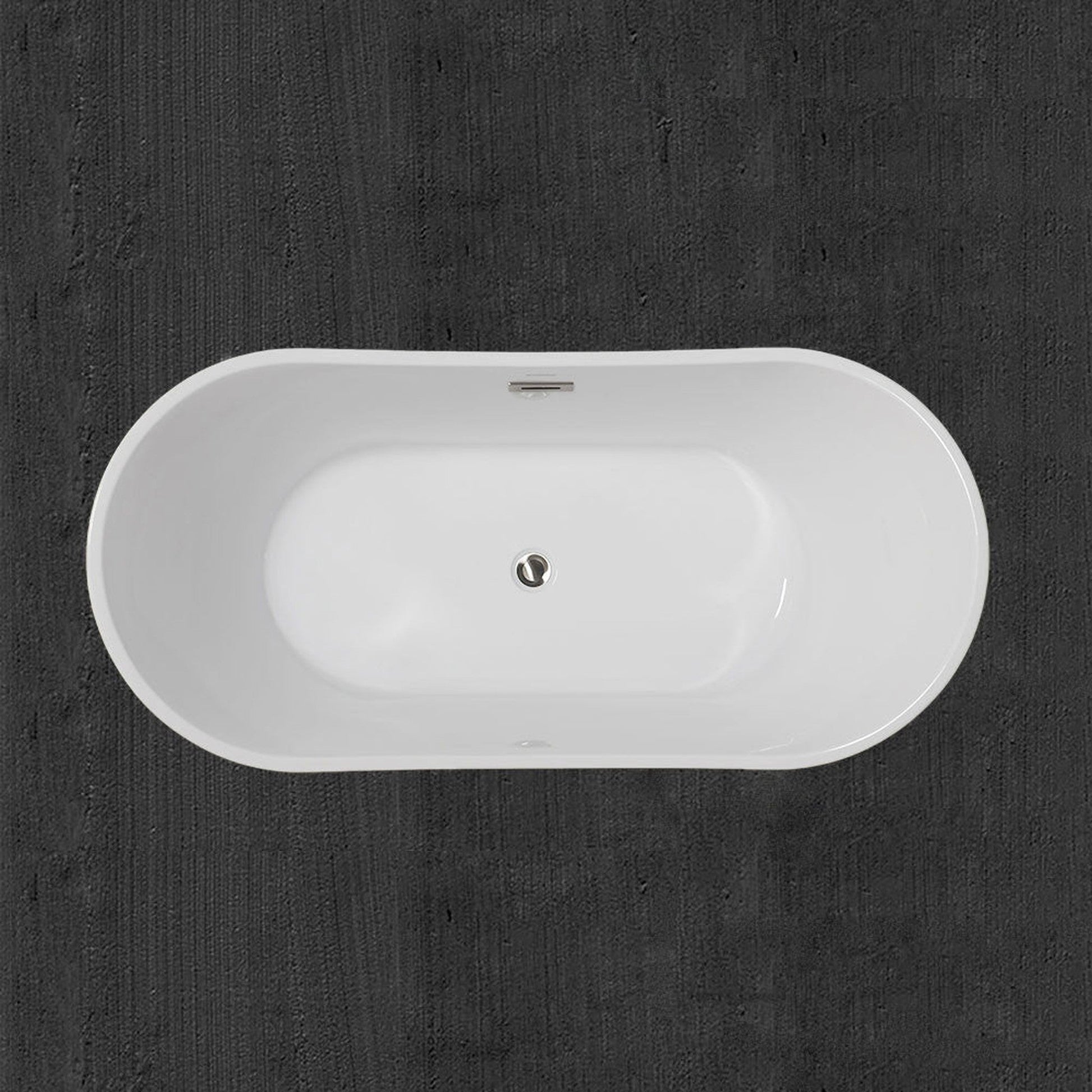 WoodBridge B1815 67" Black Acrylic Freestanding Contemporary Soaking Bathtub With Brushed Nickel Drain, Overflow, F0070BNVT Tub Filler and Caddy Tray