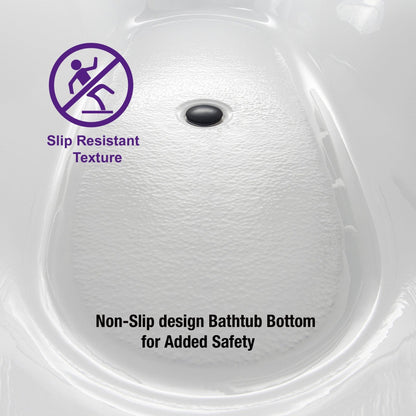 WoodBridge BTA0081 59" White Acrylic Freestanding Soaking Bathtub With Matte Black Overflow, Drain, F0025MBVT Tub Filler and Caddy Tray