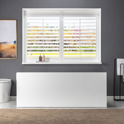 WoodBridge BTA0081 59" White Acrylic Freestanding Soaking Bathtub With Matte Black Overflow, Drain, F0025MBVT Tub Filler and Caddy Tray