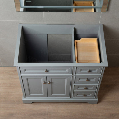 WoodBridge London 36" Gray Solid Wood Bathroom Vanity Base With 2 Soft Closing Doors and and 3 Full Extension Solid Wood Dovetail Drawers
