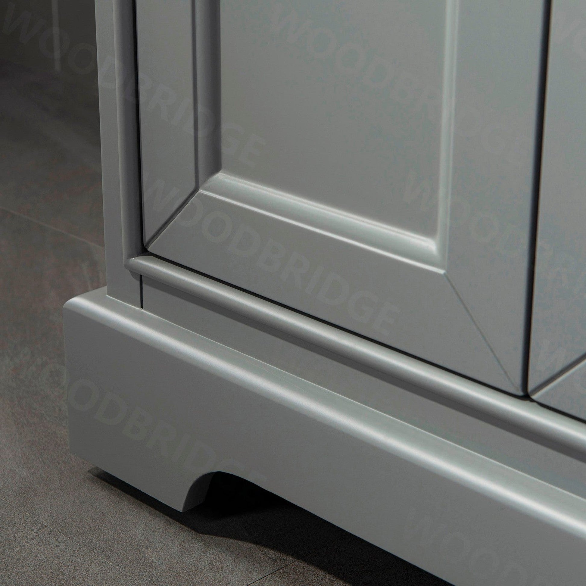 WoodBridge London 48" Gray Solid Wood Bathroom Vanity Base and Authentic Italian Carrara Marble Top, Rectangle Undermount Sink, 2 Soft Closing Doors and 6 Full Extension Dovetail Drawers With 8" Faucet Holes