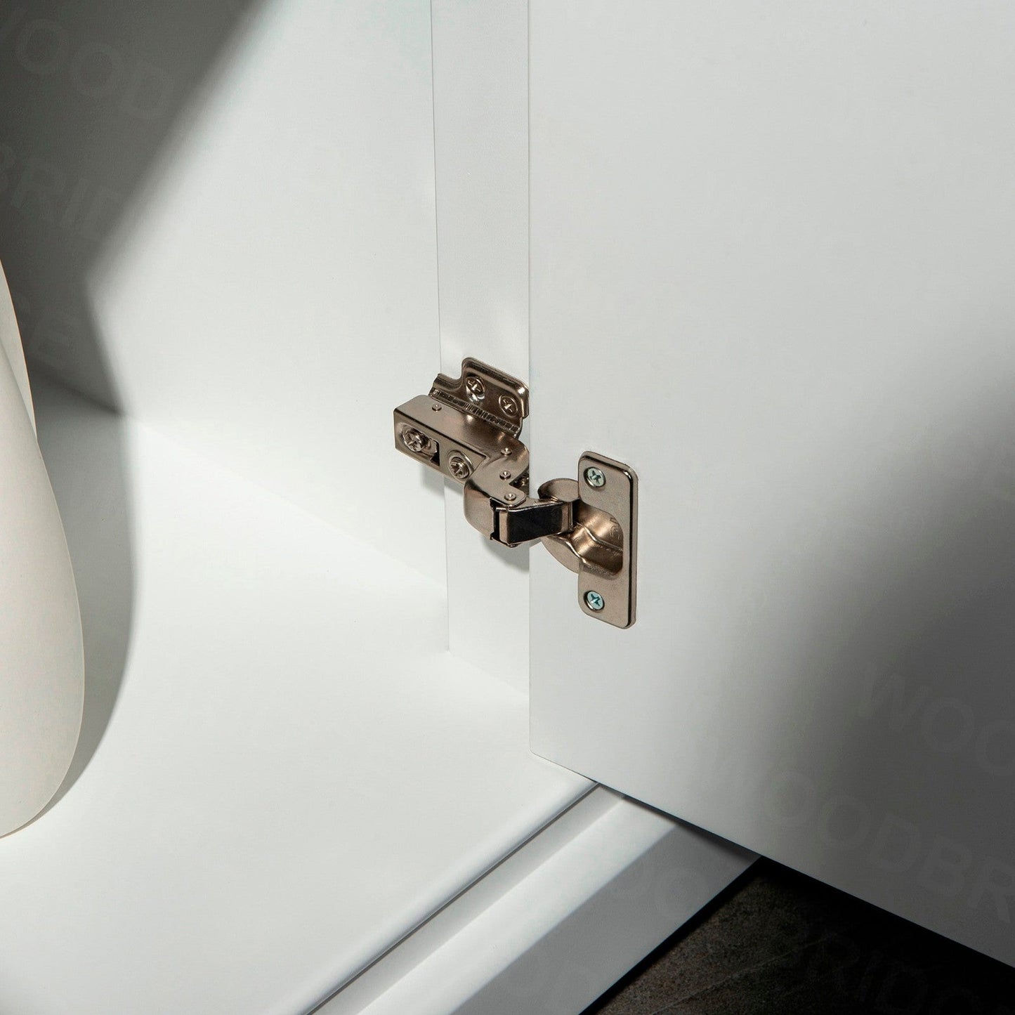 WoodBridge London 48" White Solid Wood Bathroom Vanity Base and Engineered Marble White Carrara Countertop, Rectangle Undermount Sink, 2 Soft Closing Doors and 6 Full Extension Dovetail Drawers With 8" Faucet Holes