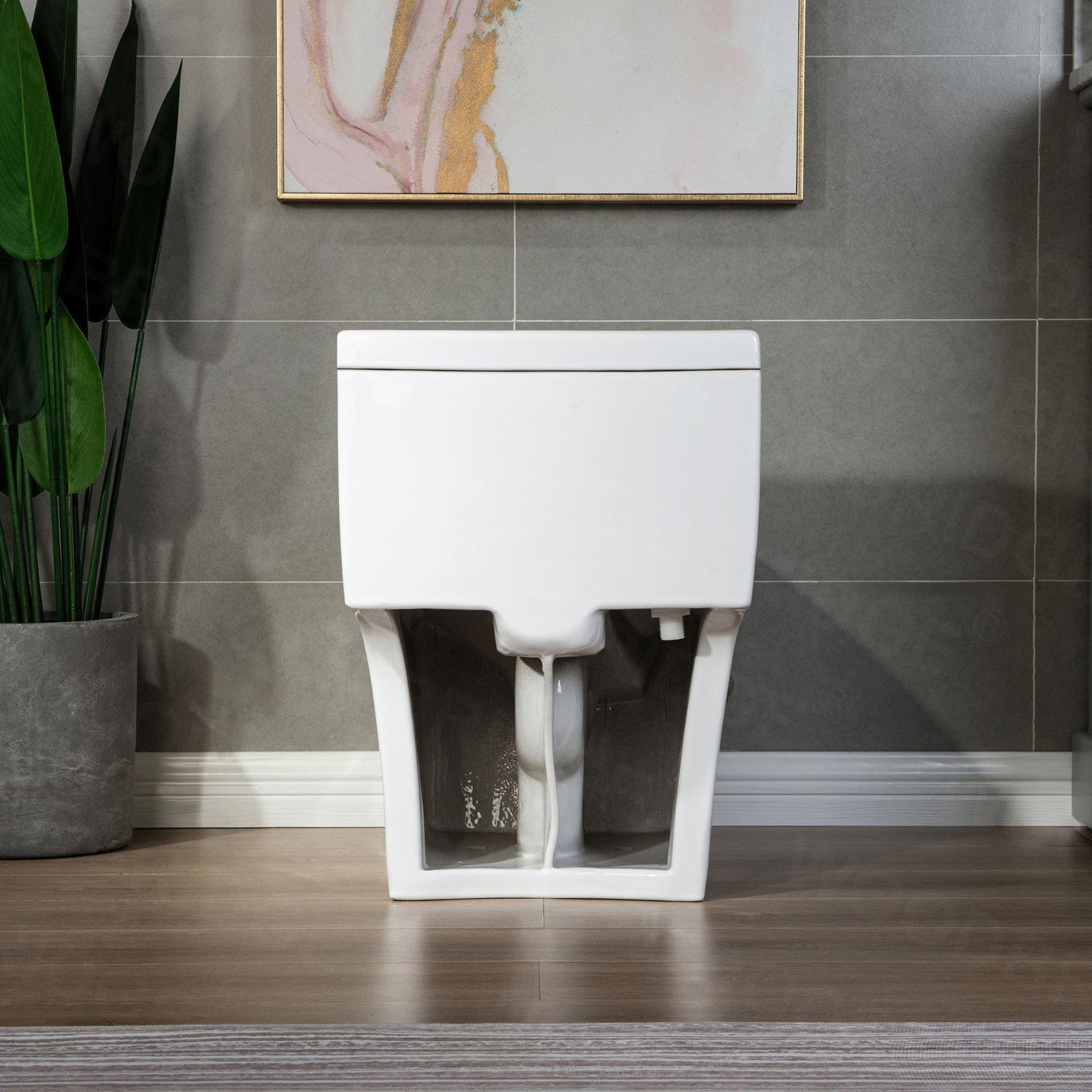 WoodBridge T-0018 White Dual Flush Elongated One Piece Modern Toilet With Soft Closing Seat, Comfort Height