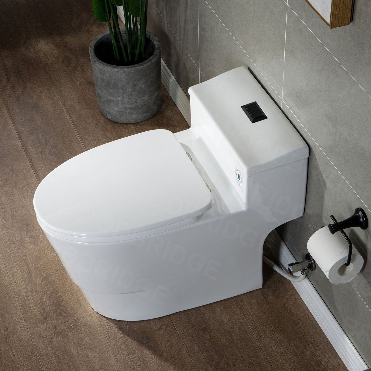 WoodBridge T-0018 White Dual Flush Elongated One Piece Modern Toilet With Soft Closing Seat, Comfort Height