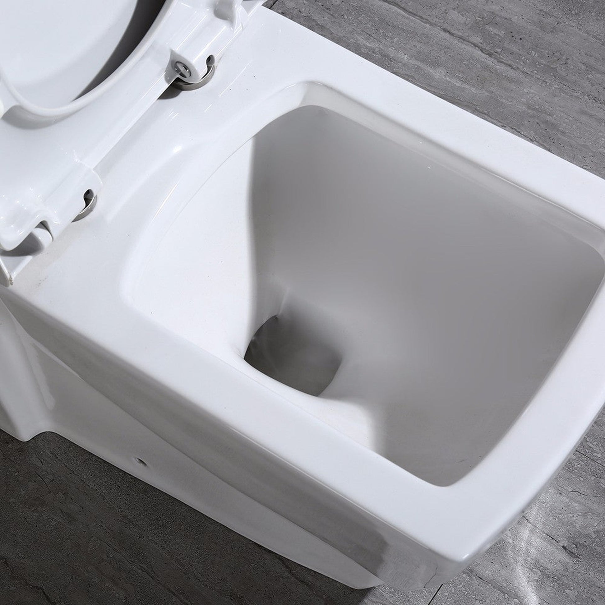 WoodBridge T-0020 White Dual Flush Elongated One Piece Toilet Chair Height With Soft Closing Seat, Deluxe Square Design