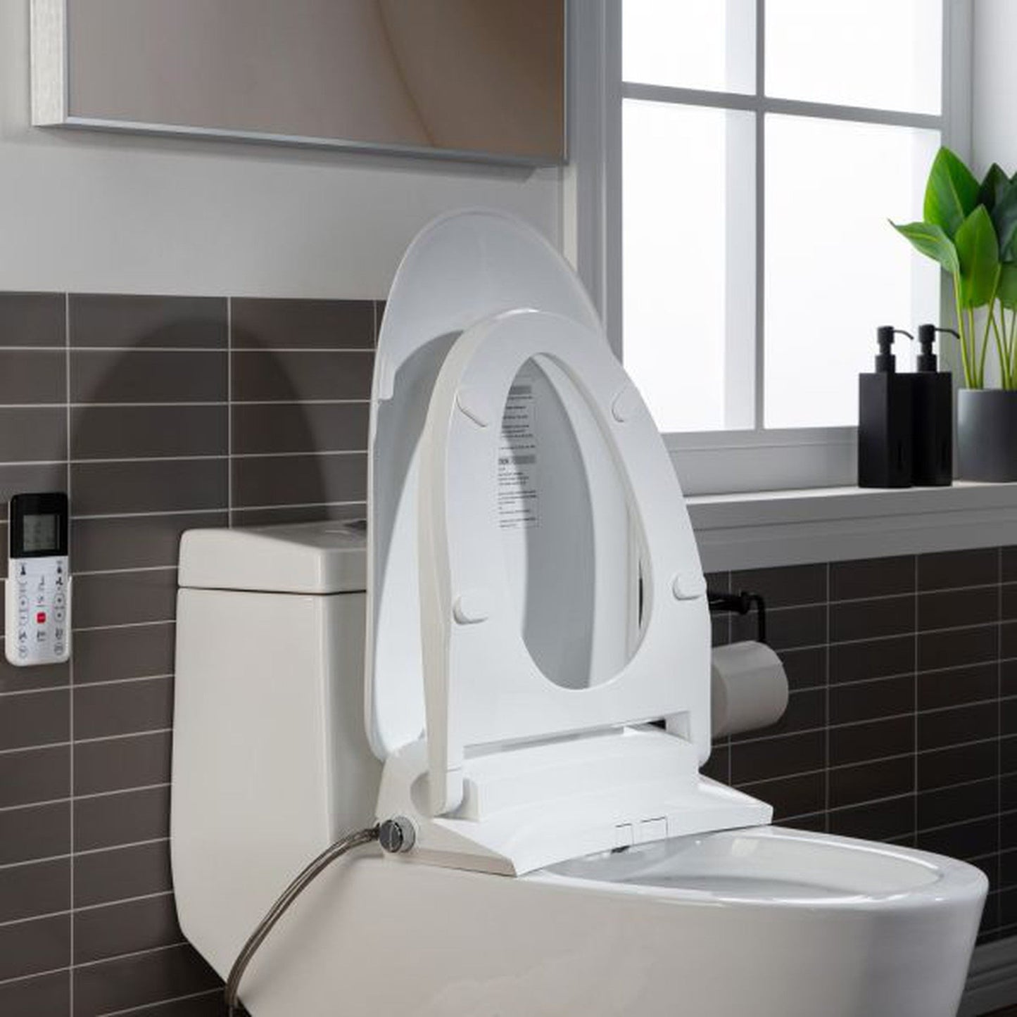WoodBridge T-0041 White Elongated One Piece Toilet With Smart Bidet Seat, Electronic Advanced Self Cleaning, Soft Close Lid, Adjustable Water Temperature, LED Nightlight, Heated Seat, Warm Air Dryer