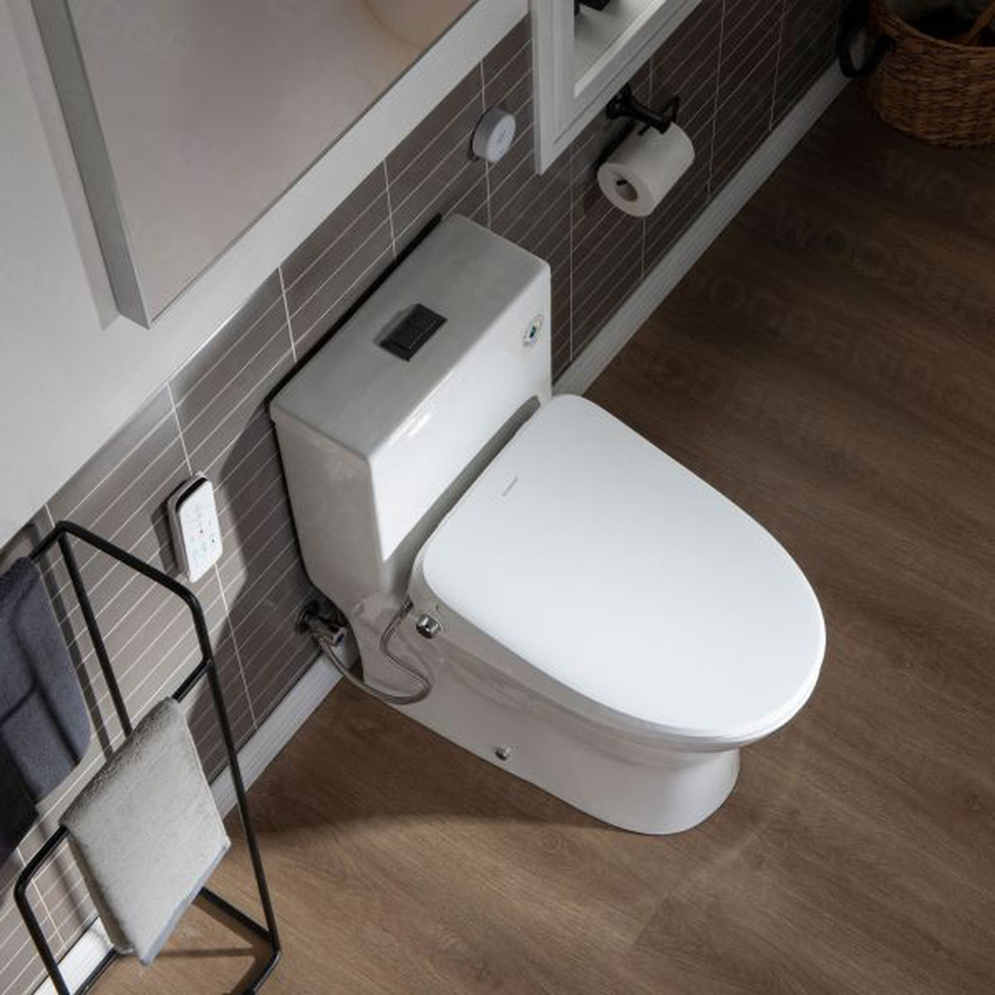 WoodBridge T-0044 White One Piece 1.1GPF/1.6 GPF Dual Flush Elongated Toilet With Advance Smart Bidet