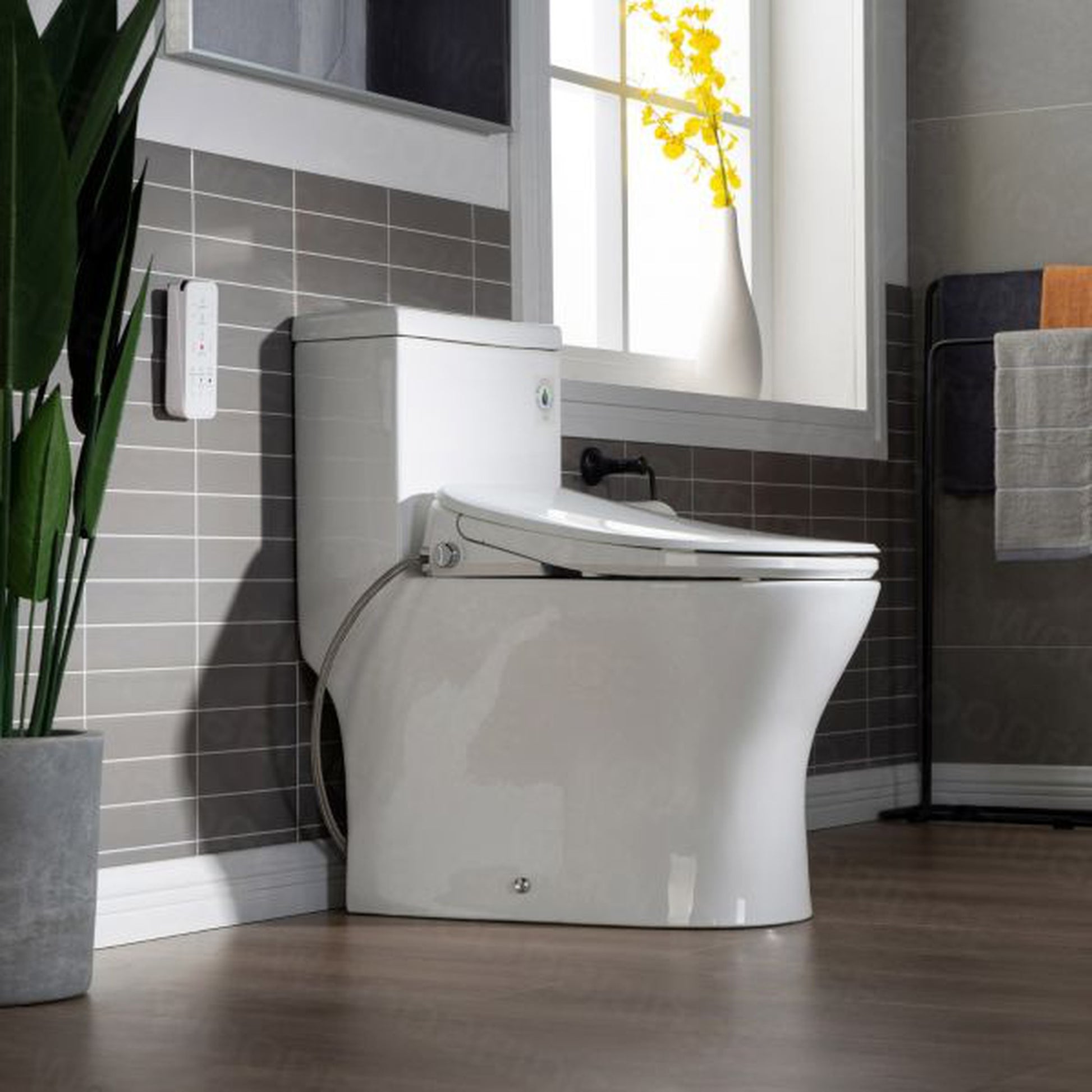 WoodBridge T-0044 White One Piece 1.1GPF/1.6 GPF Dual Flush Elongated Toilet With Advance Smart Bidet