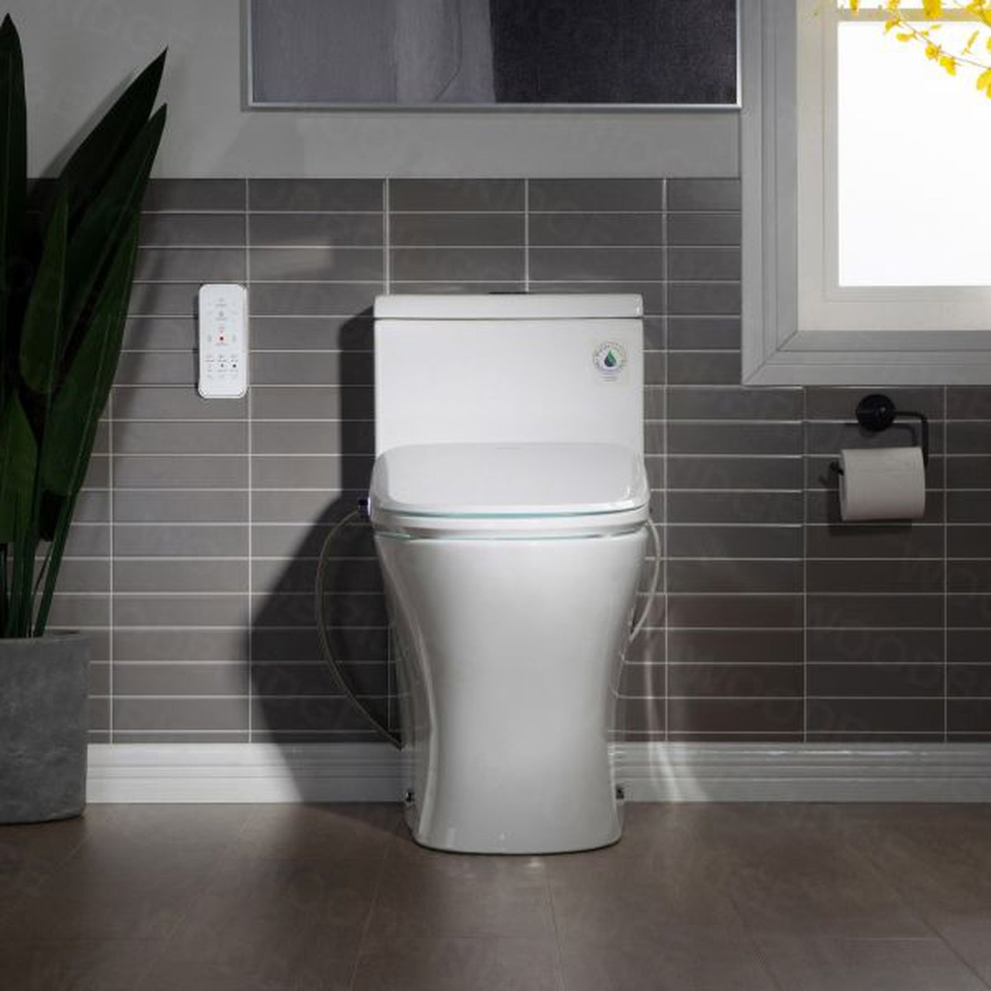 WoodBridge T-0044 White One Piece 1.1GPF/1.6 GPF Dual Flush Elongated Toilet With Advance Smart Bidet