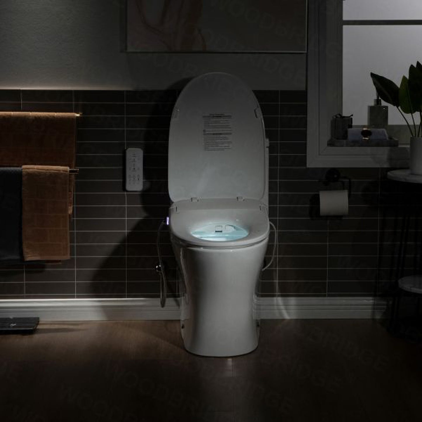 WoodBridge T-0044 White One Piece 1.1GPF/1.6 GPF Dual Flush Elongated Toilet With Advance Smart Bidet