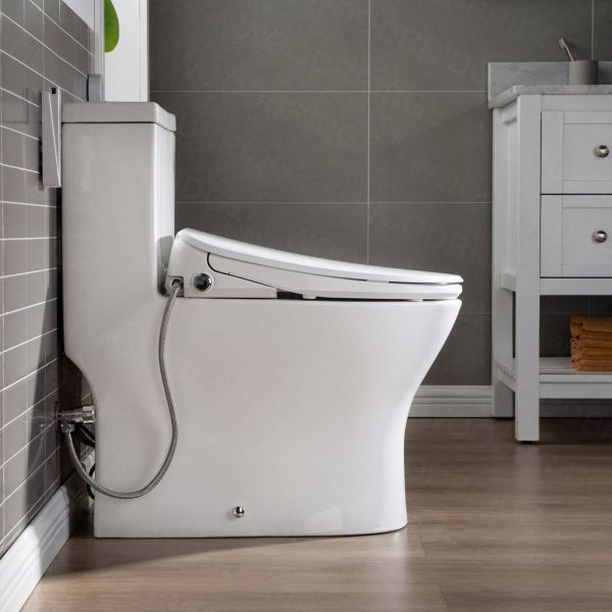 WoodBridge T-0044 White One Piece 1.1GPF/1.6 GPF Dual Flush Elongated Toilet With Advance Smart Bidet