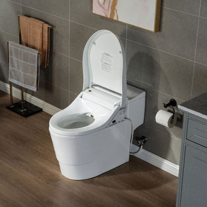 WoodBridge T-0737 White Toilet and Bidet Luxury Elongated One Piece Advanced Smart Seat With Temperature Controlled Wash Functions and Air Dryer