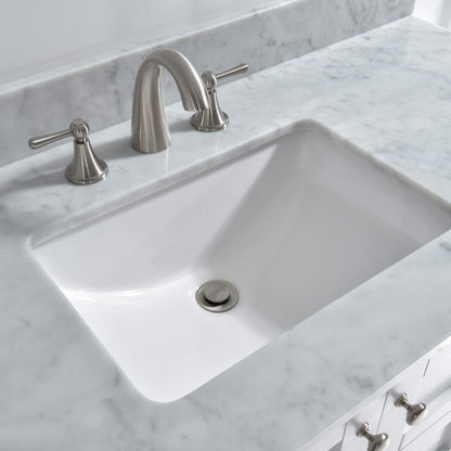 Woodbridge 31" White Carrara Marble Vanity Top With Single Undermount Sink and Pre-drilled 8" Widespread Faucet Holes