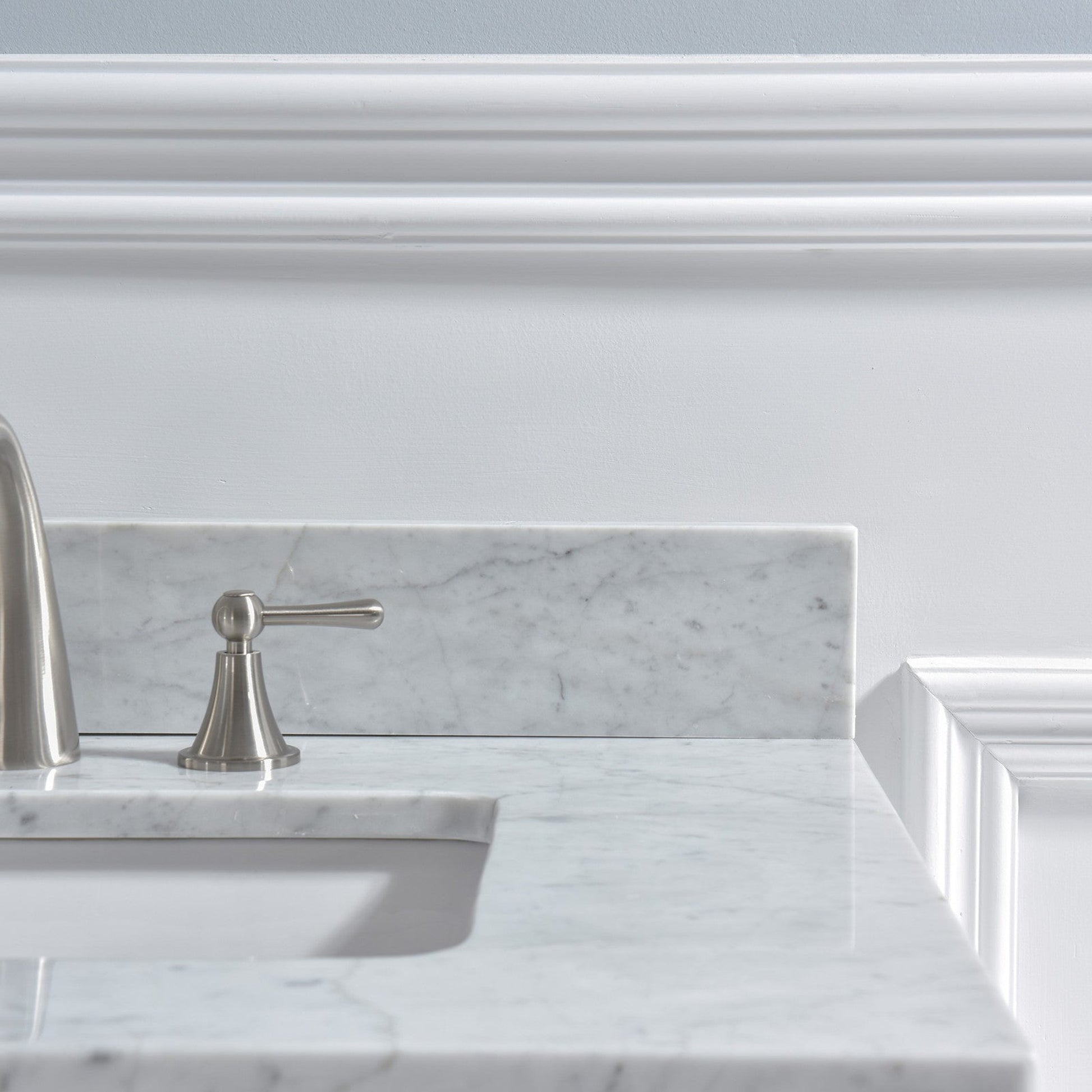 Woodbridge 31" White Carrara Marble Vanity Top With Single Undermount Sink and Pre-drilled 8" Widespread Faucet Holes