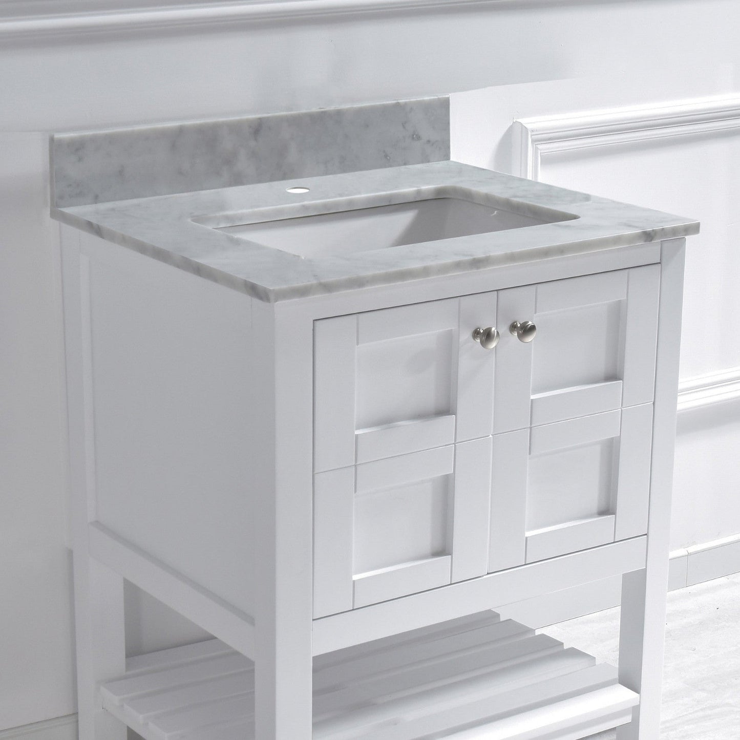 Woodbridge 31" White Carrara Marble Vanity Top With Single Undermount Sink and Pre-drilled Single Faucet Hole