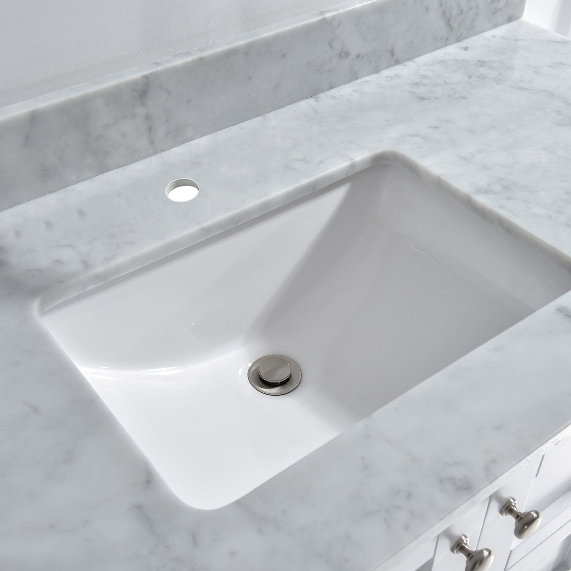 Woodbridge 31" White Carrara Marble Vanity Top With Single Undermount Sink and Pre-drilled Single Faucet Hole