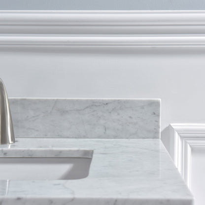 Woodbridge 31" White Carrara Marble Vanity Top With Single Undermount Sink and Pre-drilled Single Faucet Hole