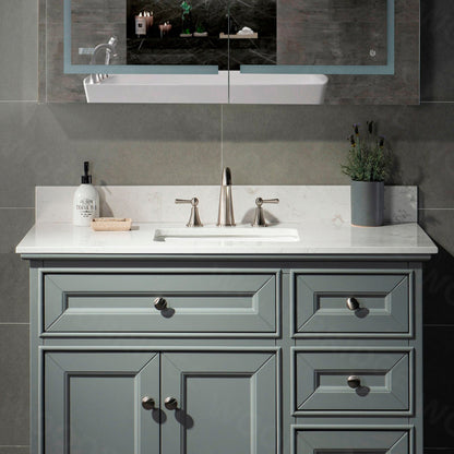 Woodbridge 37" White Carrara Engineered Stone Vanity Top With Single Undermount Sink and Pre-drilled 3-Hole for 8" Widespread Faucet