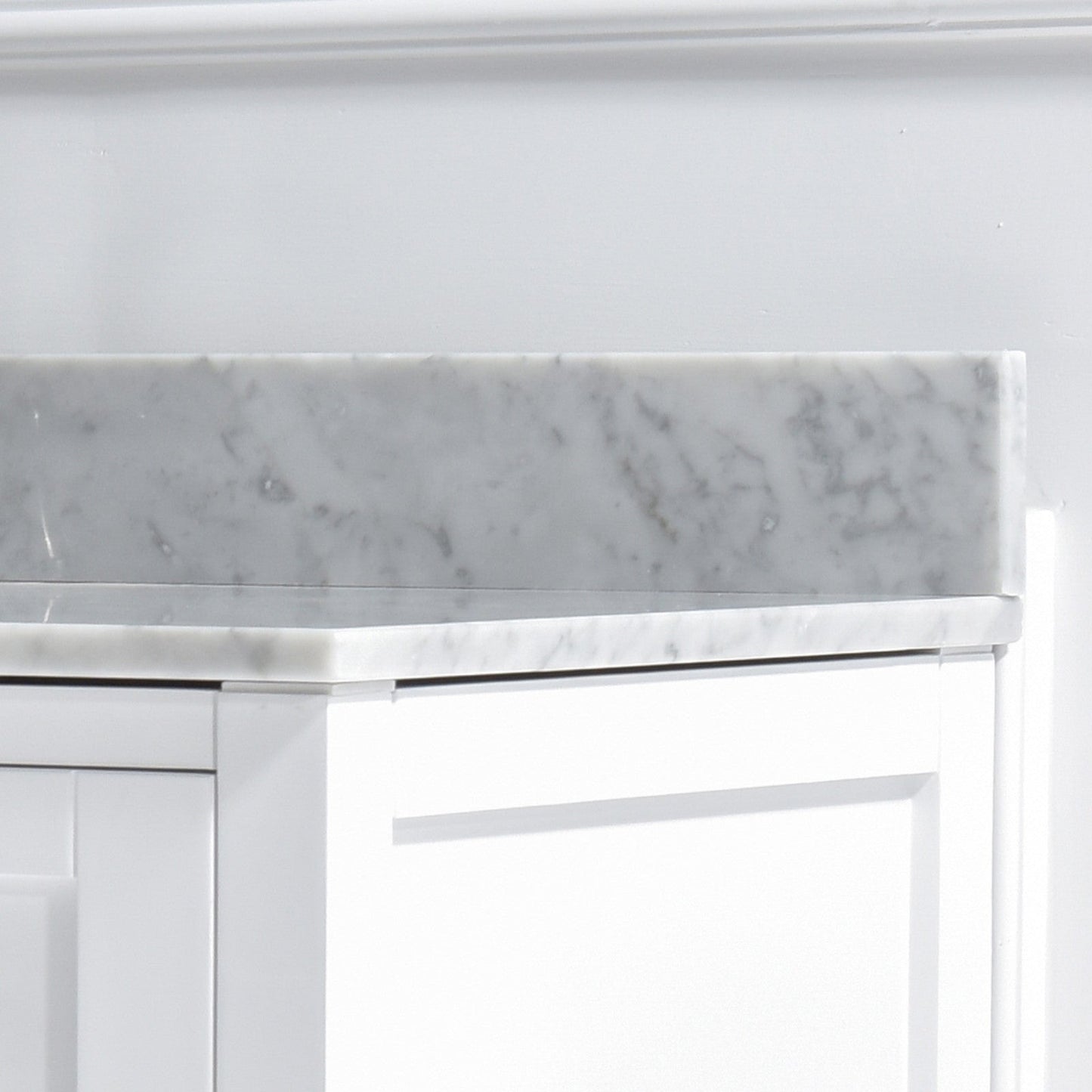 Woodbridge 37" White Carrara Marble Vanity Top With Single Undermount Sink and Pre-drilled 8" Widespread Faucet Hole