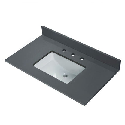 Woodbridge 43" Dark Gray Engineered Stone Vanity Top With Single Undermount Sink and Pre-drilled 3-Hole for 8" Widespread Faucet