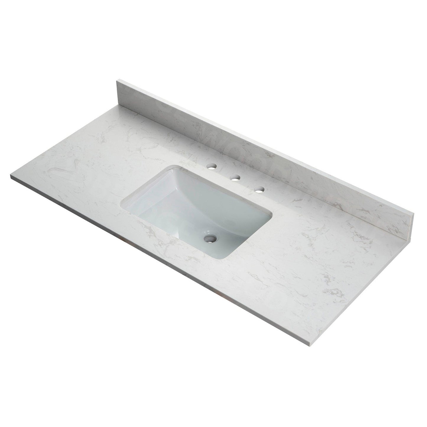 Woodbridge 43" White Carrara Engineered Stone Vanity Top With Single Undermount Sink and Pre-drilled 3-Hole for 8" Widespread Faucet