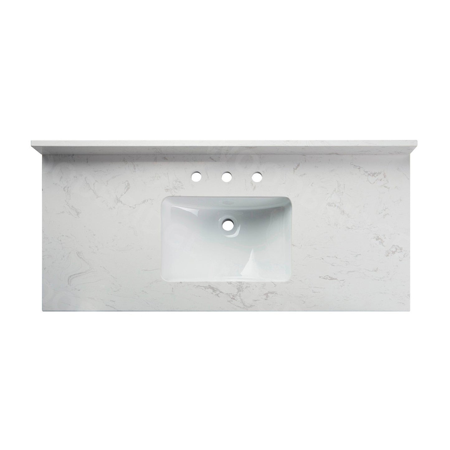 Woodbridge 43" White Carrara Engineered Stone Vanity Top With Single Undermount Sink and Pre-drilled 3-Hole for 8" Widespread Faucet