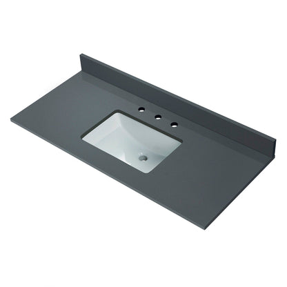 Woodbridge 49" Dark Gray Engineered Stone Vanity Top With Single Undermount Sink and Pre-drilled 3-Hole for 4" Centerset Faucet