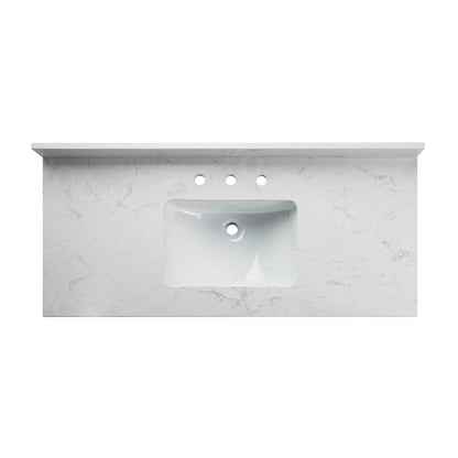 Woodbridge 49" White Carrara Engineered Stone Vanity Top With Single Undermount Sink and Pre-drilled 3-Hole for 8" Widespread Faucet