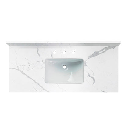 Woodbridge 49" White Fish Belly Engineered Stone Vanity Top With Single Undermount Sink and Pre-drilled 3-Hole for 4" Centerset Faucet