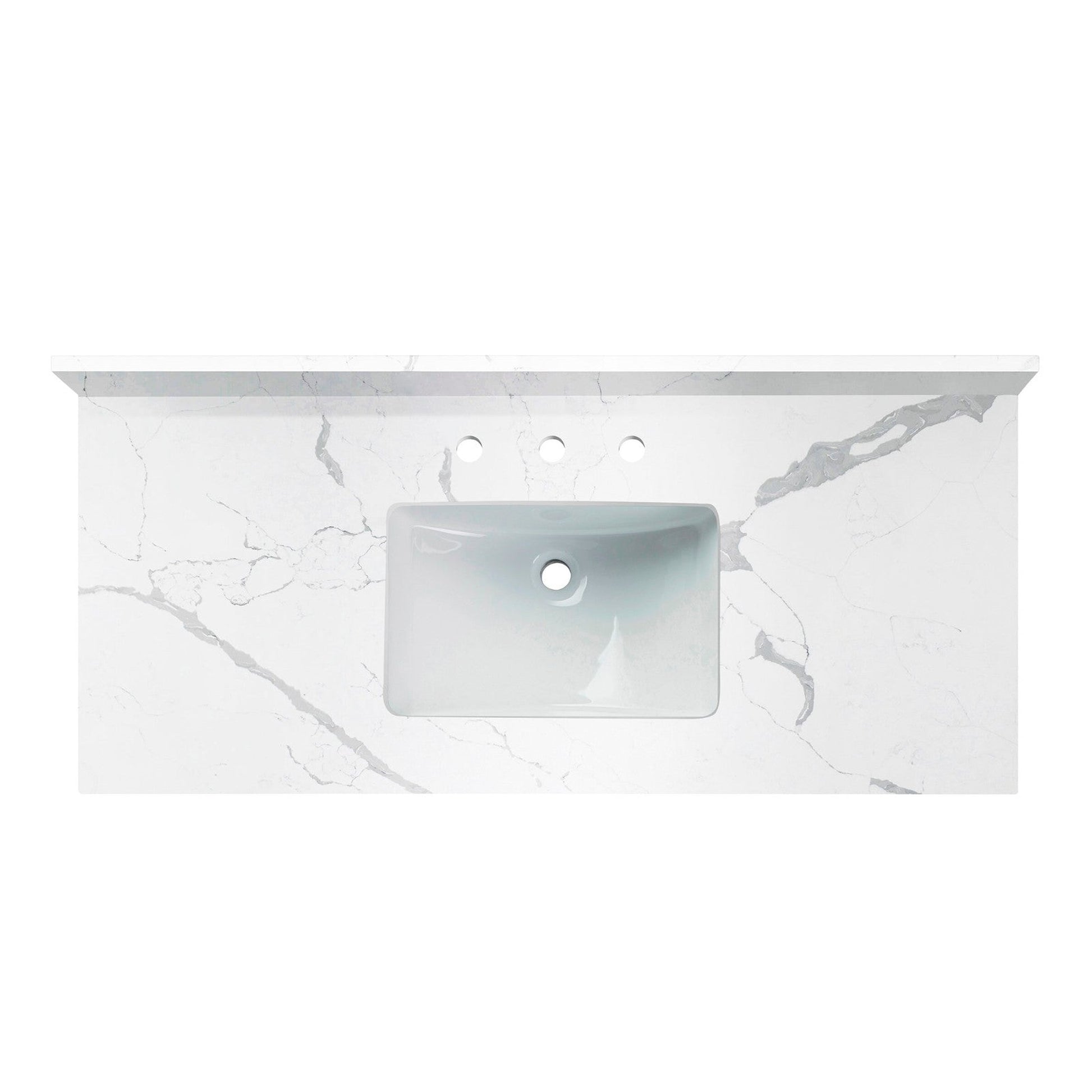 Woodbridge 49" White Fish Belly Engineered Stone Vanity Top With Single Undermount Sink and Pre-drilled 3-Hole for 8" Widespread Faucet