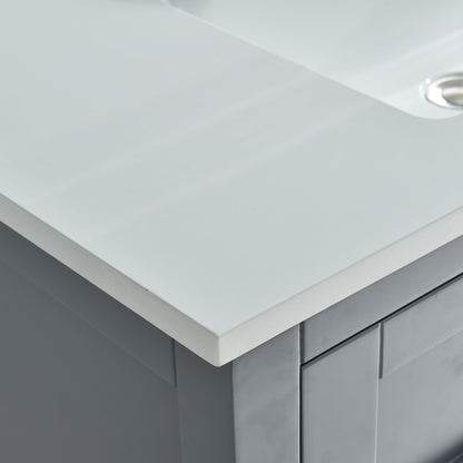 Woodbridge 49" White Solid Surface Vanity Top With Intergrated Sink and 3 Faucet Holes for 4" Centerset Faucet