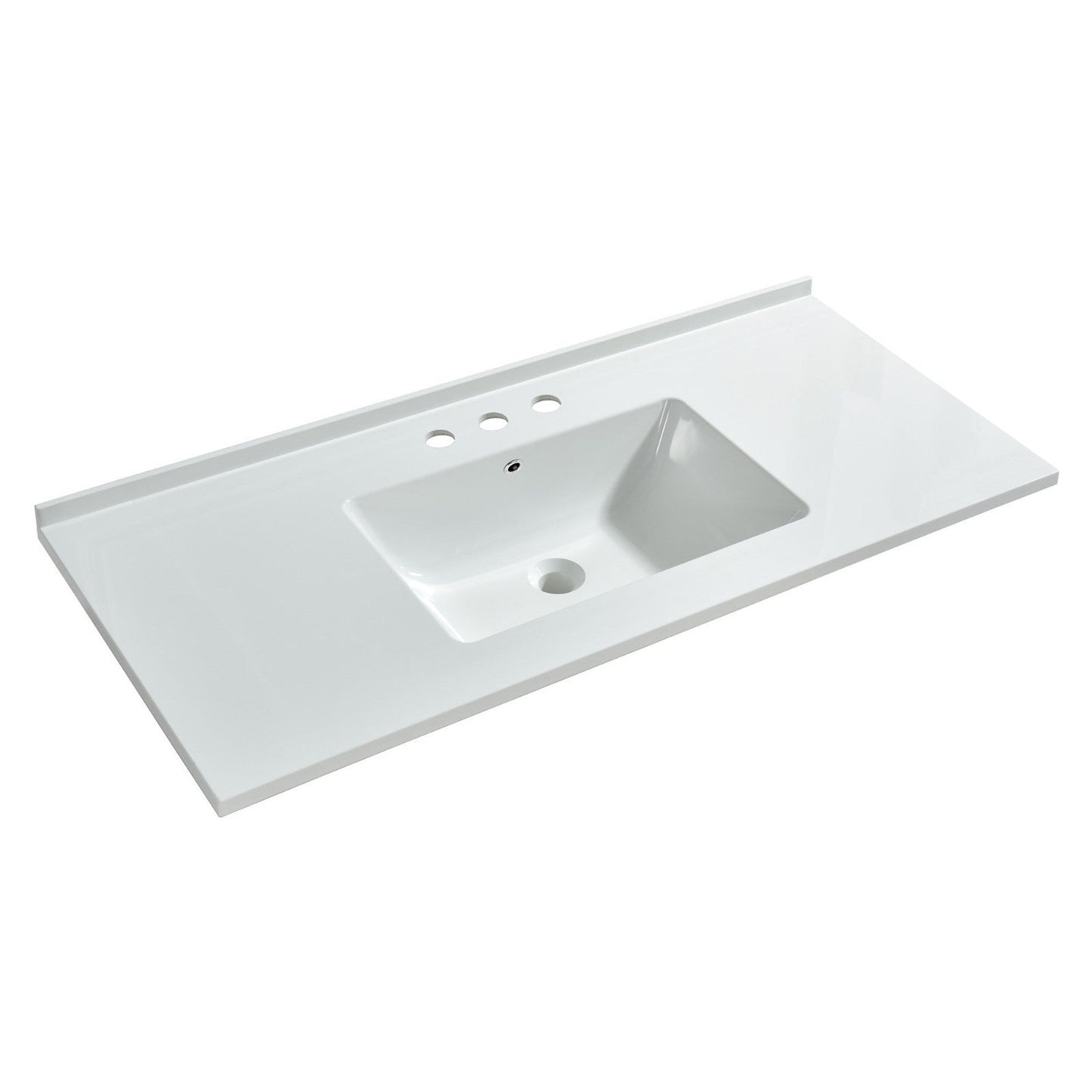 Woodbridge 49" White Solid Surface Vanity Top With Intergrated Sink and 3 Faucet Holes for 4" Centerset Faucet