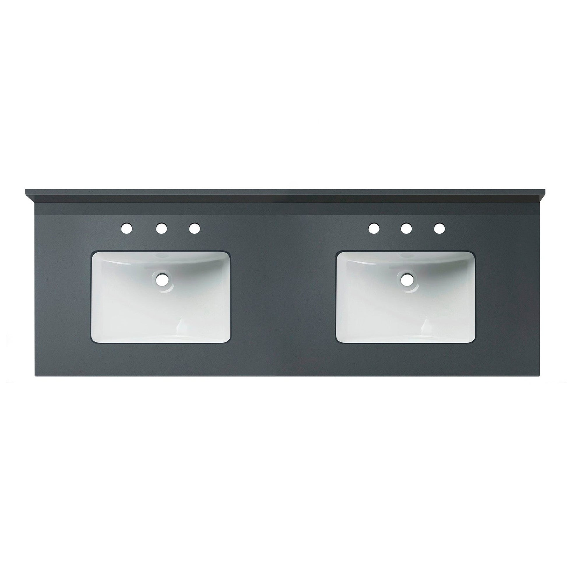 Woodbridge 61" Dark Gray Engineered Stone Vanity Top With Double Undermount Sink and Pre-drilled 3-Hole for 4" Centerset Faucet