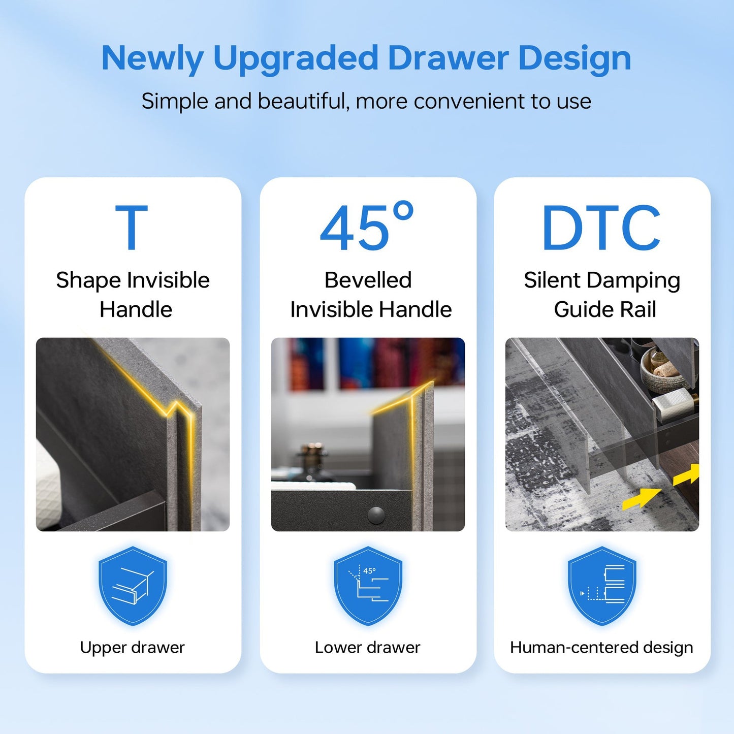 Woodbridge California Style 60" Gray Contemporary Wall Hung Floating Vanity and Black Quartz Sand Composite Vanity Top With Integrated Double Sink