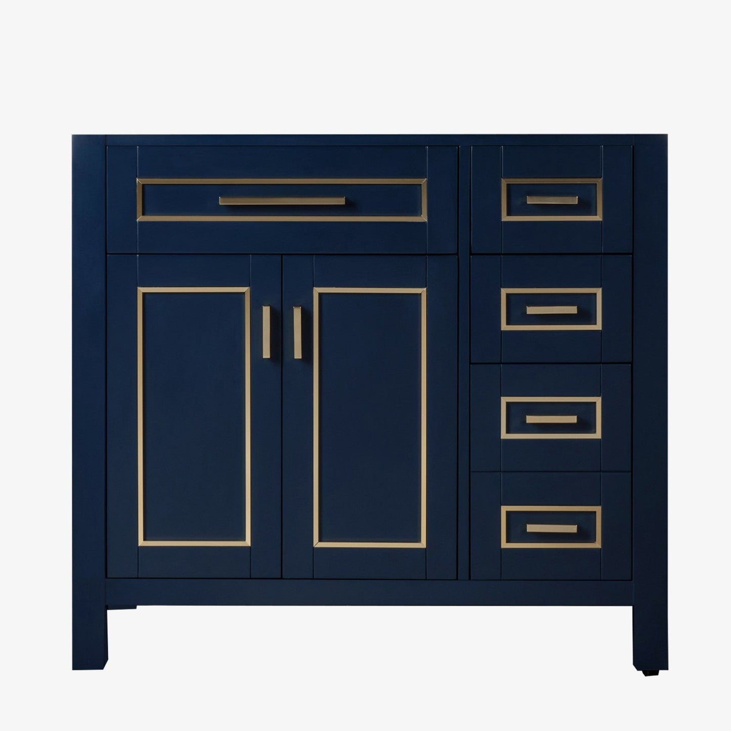 Woodbridge Milan 36" Navy Blue Solid Wood Vanity Base With Gold Trim