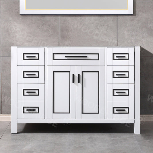 Woodbridge Milan 48" White Solid Wood Vanity Base With Black Trim