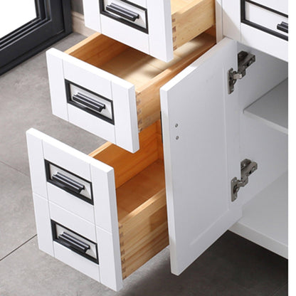Woodbridge Milan 49" White Solid Wood Vanity Base and Carrara White Engineered Stone Composite Top, Single Basin With Pre-Drilled 3-Hole for 8" Widespread Faucet
