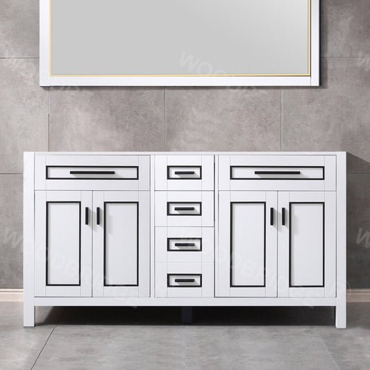 Woodbridge Milan 60" White Solid Wood Vanity Base With Black Trim