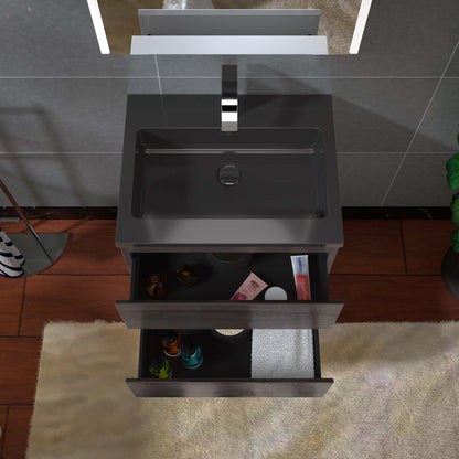 Woodbridge New Jersey Style 24" Gray Oak Vanity Base and Quartz Sand Composite Vanity Top With Integrated Sink